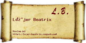 Lájer Beatrix névjegykártya